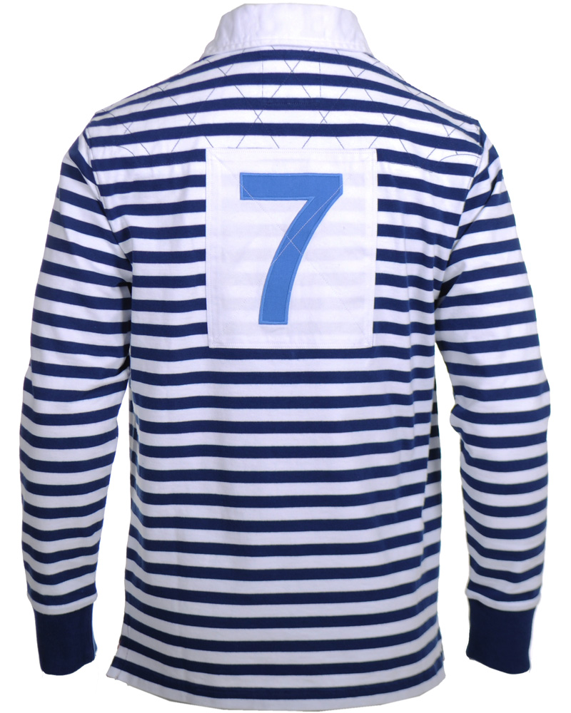 Hombres | Jerséis y prendas de punto | Hackett | London Quilt Stripe Rugger Blue/White