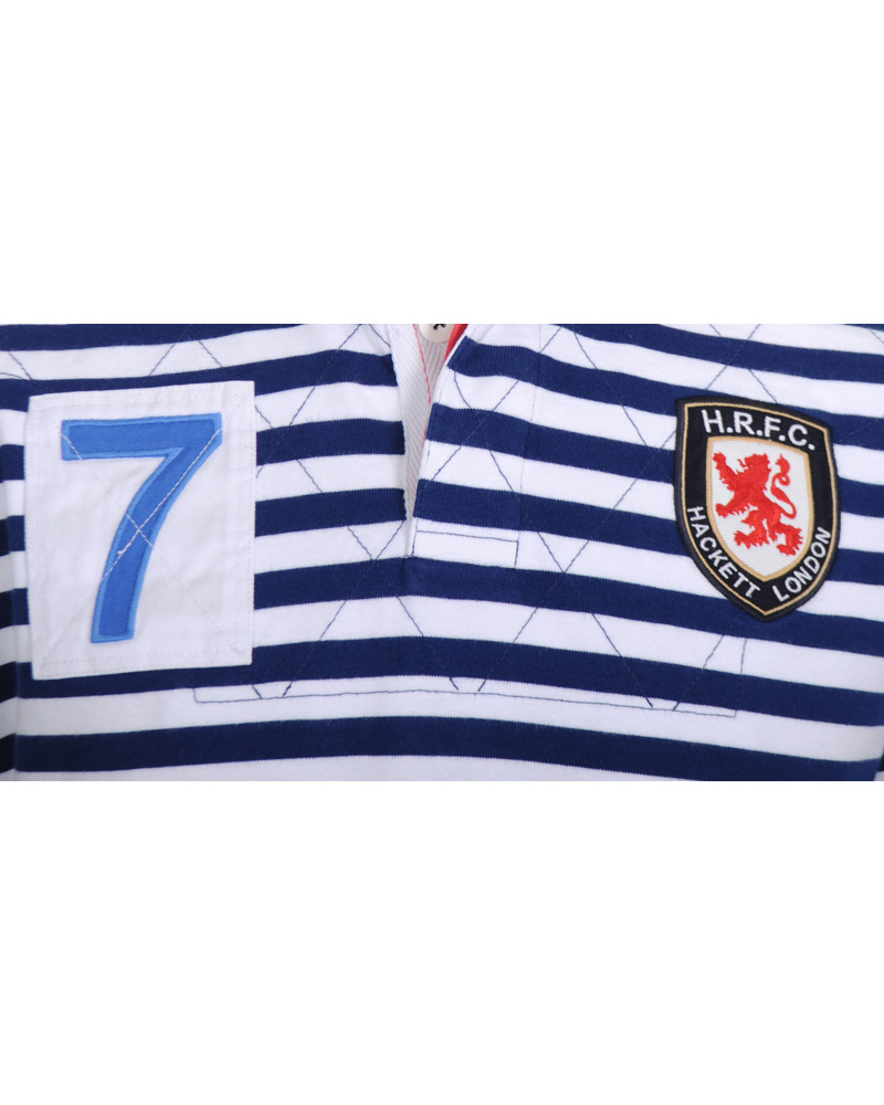 Hombres | Jerséis y prendas de punto | Hackett | London Quilt Stripe Rugger Blue/White