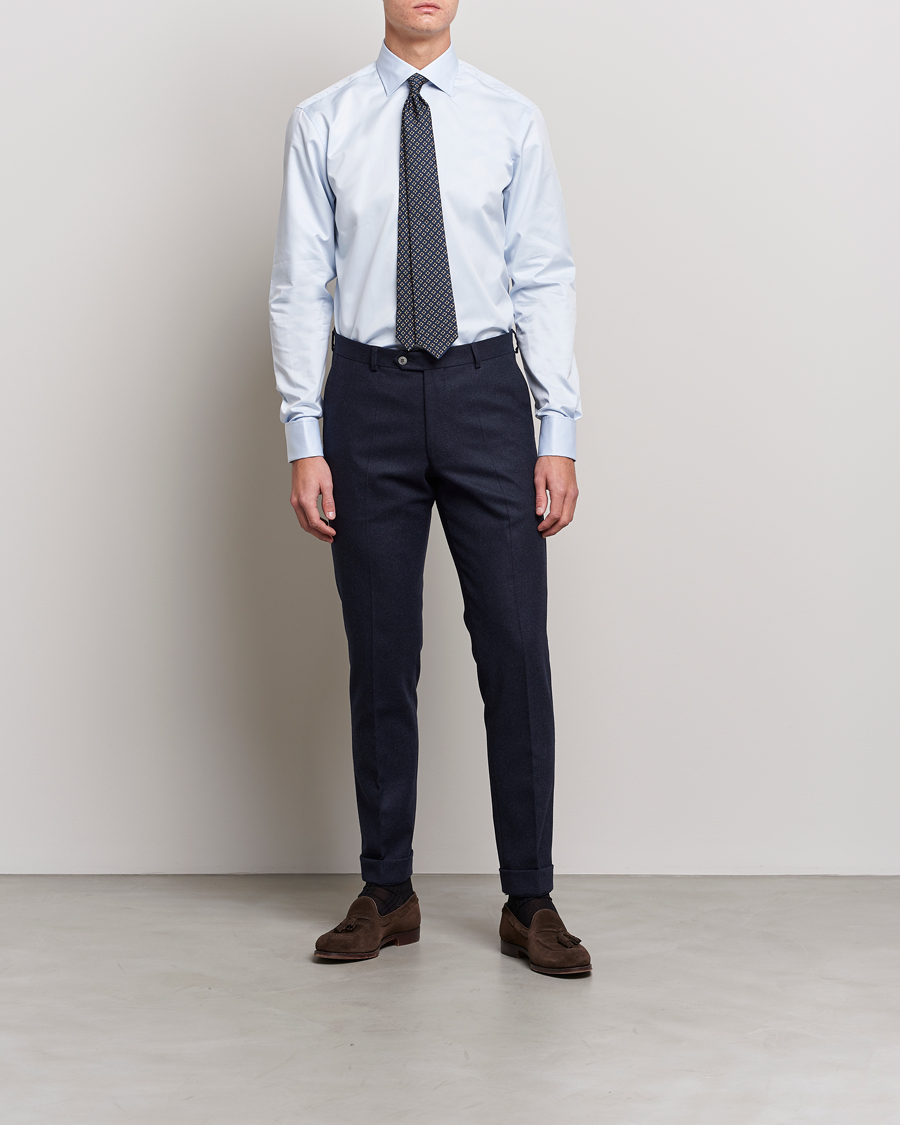 Hombres | Formal | Stenströms | Fitted Body Shirt Double Cuff Blue