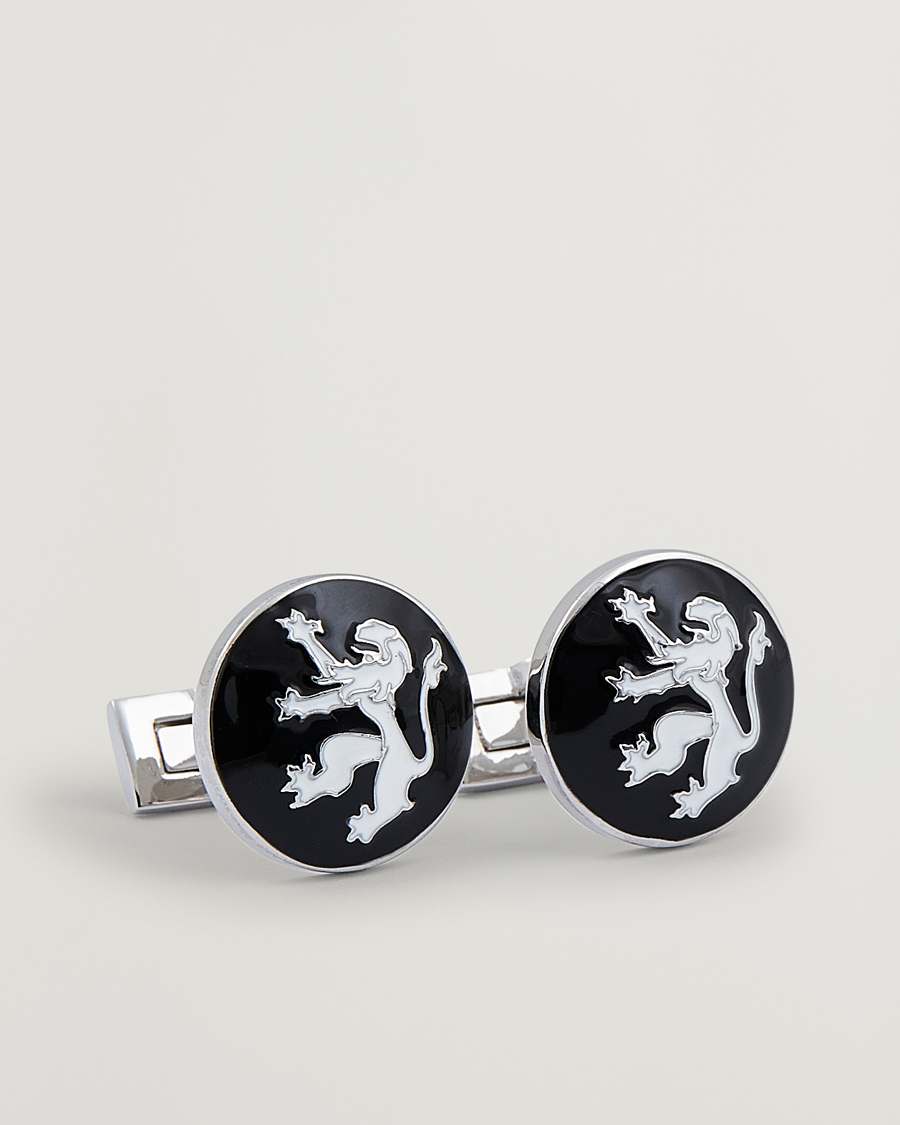 Hombres | Skultuna Cuff Links The Lion Silver/Black/White | Skultuna | Cuff Links The Lion Silver/Black/White