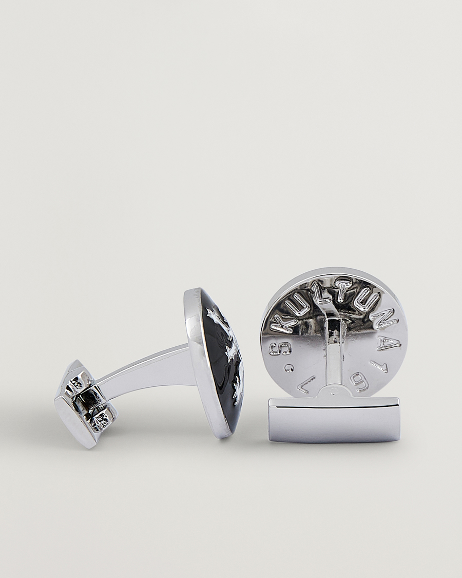 Hombres | Skultuna Cuff Links The Lion Silver/Black/White | Skultuna | Cuff Links The Lion Silver/Black/White