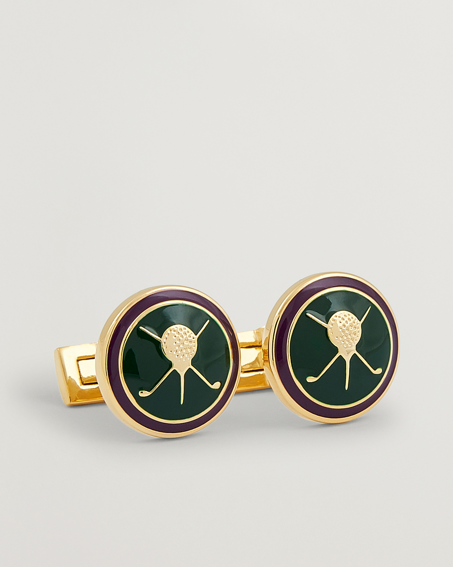 Hombres | Skultuna Cuff Links Golf Gold/Green | Skultuna | Cuff Links Golf Gold/Green