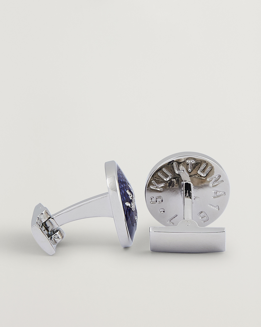 Hombres | Skultuna Cuff Links Tre Kronor Silver/Royal Blue | Skultuna | Cuff Links Tre Kronor Silver/Royal Blue