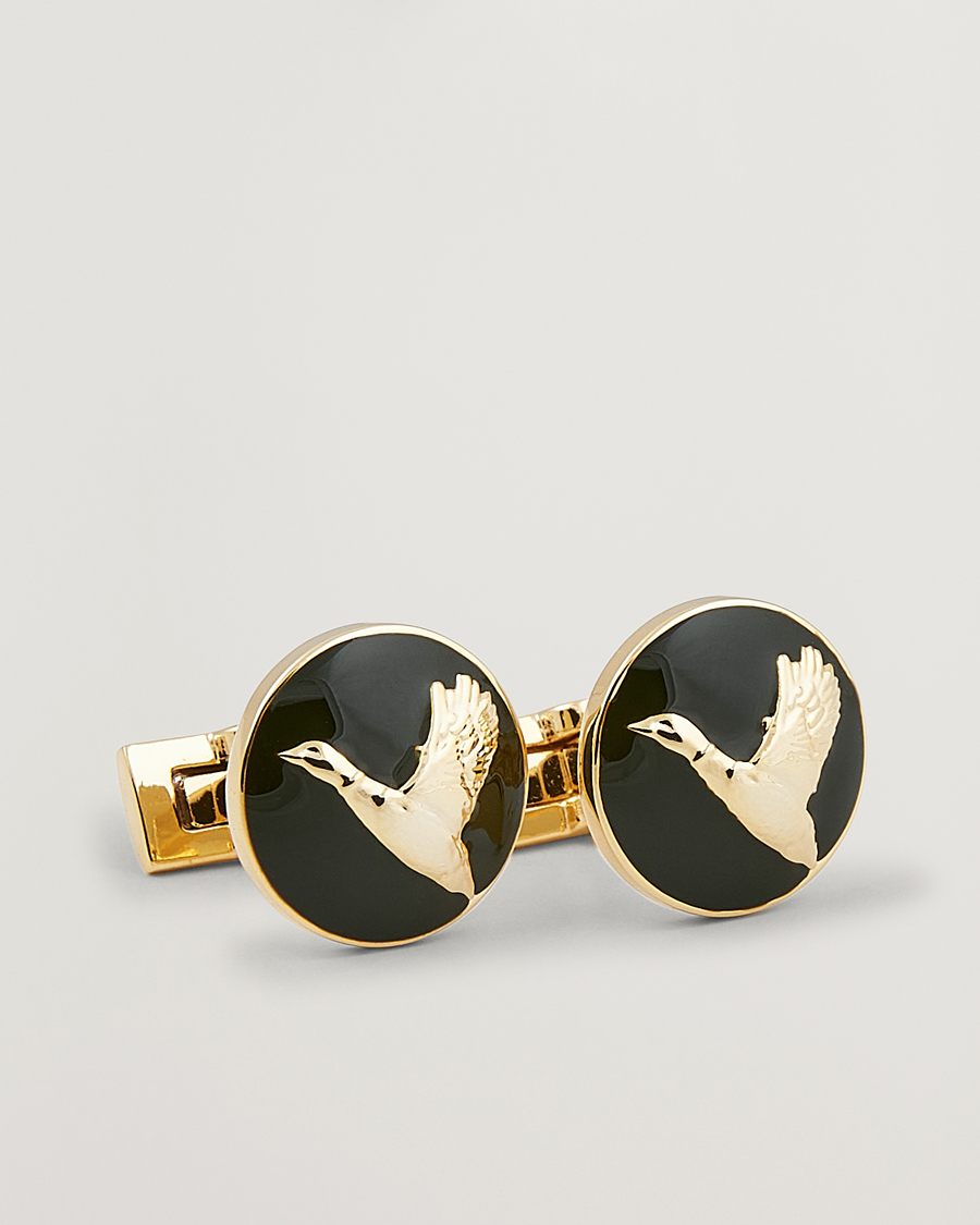 Hombres | Skultuna Cuff Links Hunter Flying Duck Gold/Green | Skultuna | Cuff Links Hunter Flying Duck Gold/Green