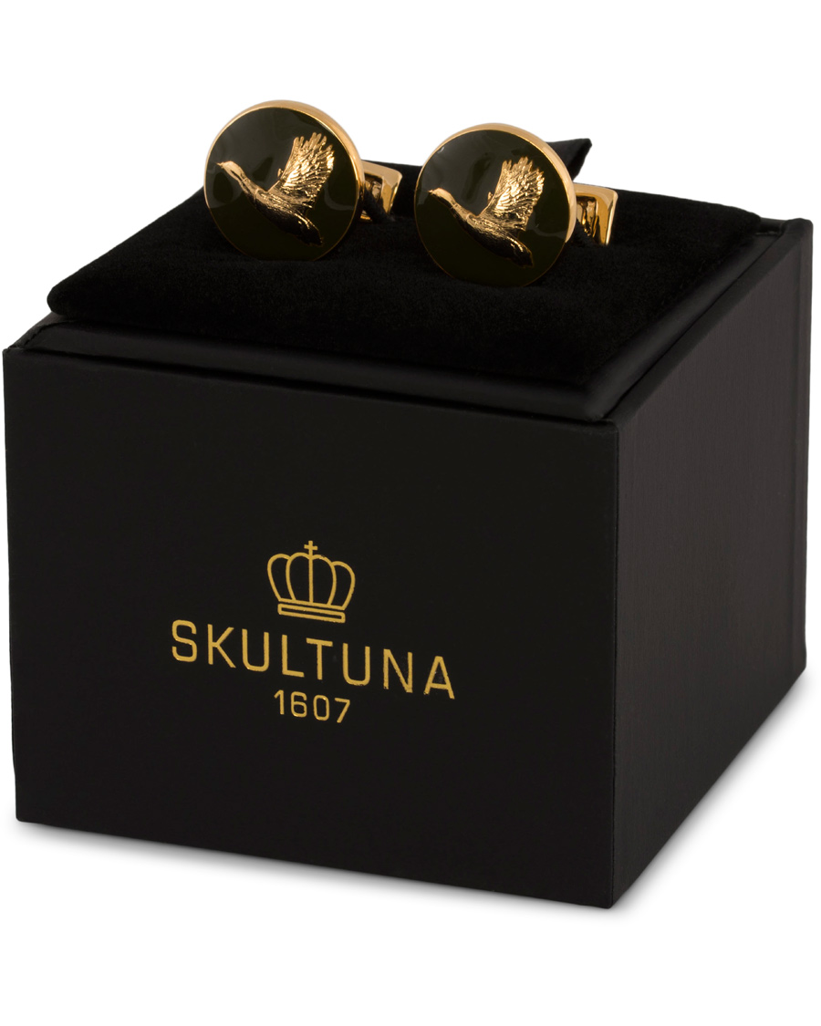 Hombres | Skultuna Cuff Links Hunter Flying Duck Gold/Green | Skultuna | Cuff Links Hunter Flying Duck Gold/Green