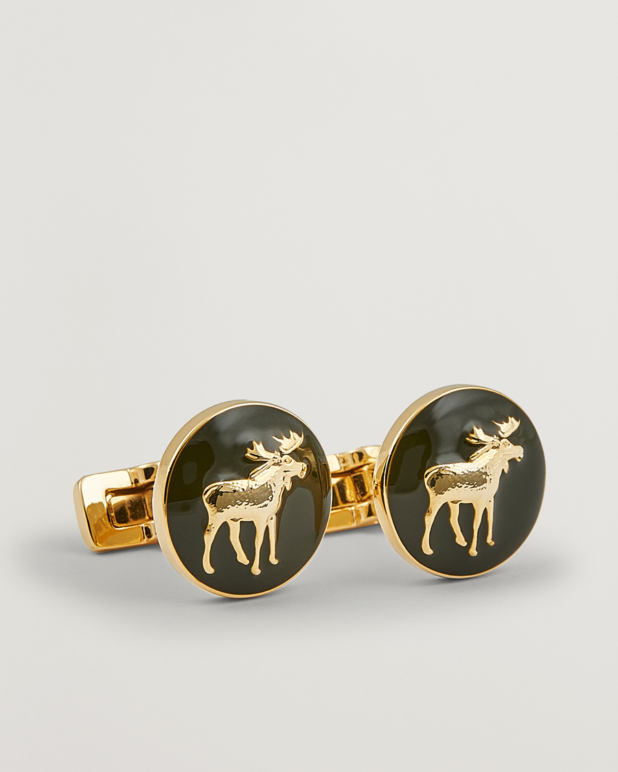 Hombres | Skultuna Cuff Links Hunter The Moose Gold/Green | Skultuna | Cuff Links Hunter The Moose Gold/Green