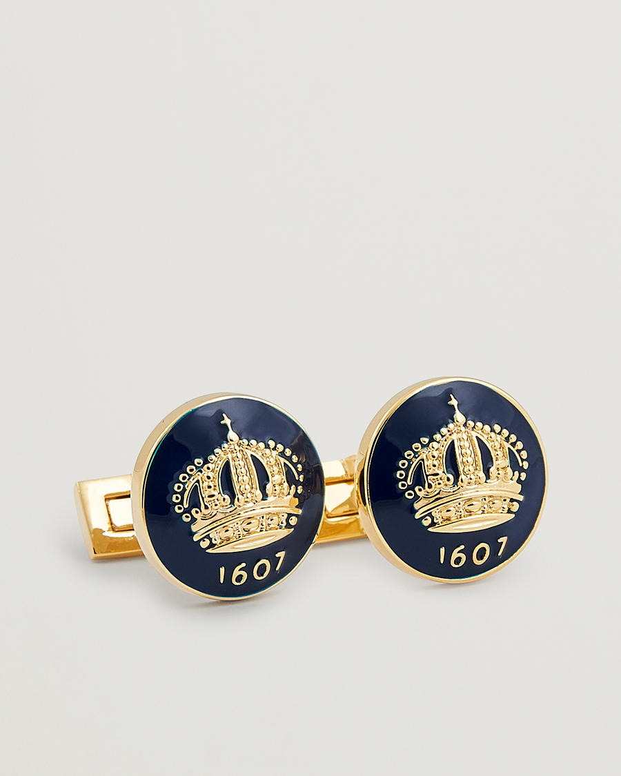 Hombres | Skultuna Cuff Links The Crown Gold/Royal Blue | Skultuna | Cuff Links The Crown Gold/Royal Blue