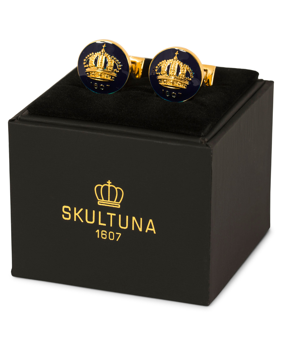 Hombres | Skultuna Cuff Links The Crown Gold/Royal Blue | Skultuna | Cuff Links The Crown Gold/Royal Blue