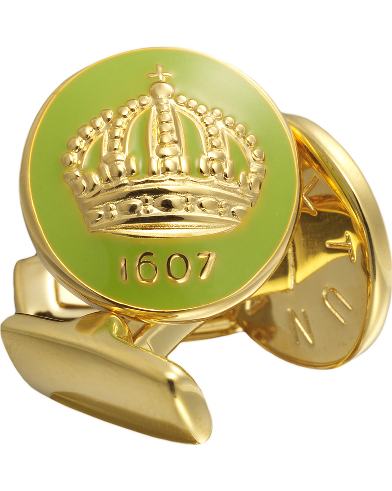 Hombres | Skultuna Cuff Links The Crown Gold/Lime Green | Skultuna | Cuff Links The Crown Gold/Lime Green