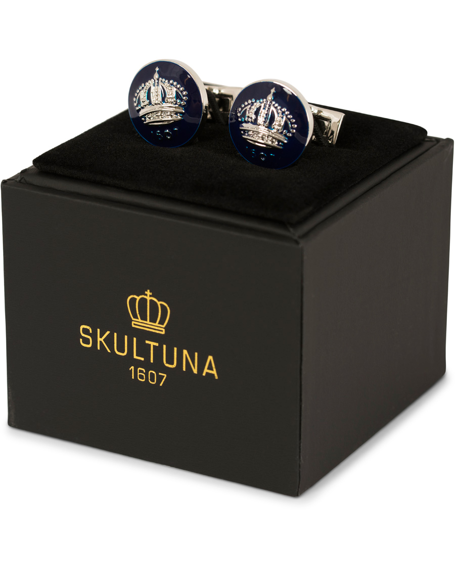 Hombres | Skultuna Cuff Links The Crown Silver/Royal Blue | Skultuna | Cuff Links The Crown Silver/Royal Blue