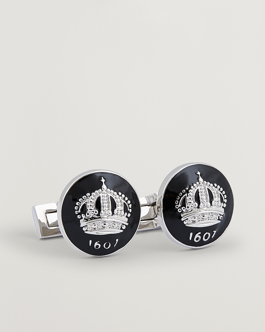 Hombres | Skultuna Cuff Links The Crown Silver/Baroque Black | Skultuna | Cuff Links The Crown Silver/Baroque Black