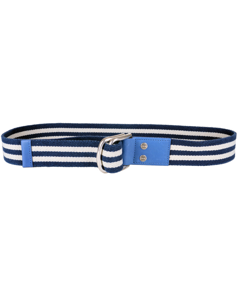 Hombres | Hackett Washed D-Ring Belt 4 cm Navy/Ivory | Hackett | Washed D-Ring Belt 4 cm Navy/Ivory