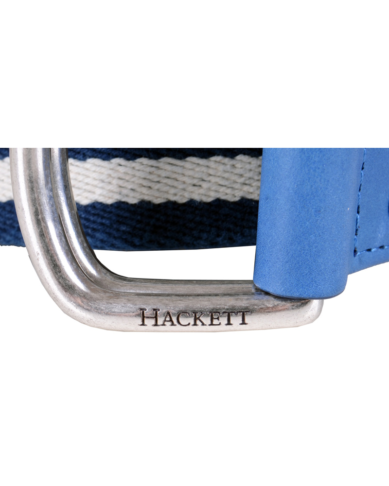 Hombres | Hackett Washed D-Ring Belt 4 cm Navy/Ivory | Hackett | Washed D-Ring Belt 4 cm Navy/Ivory