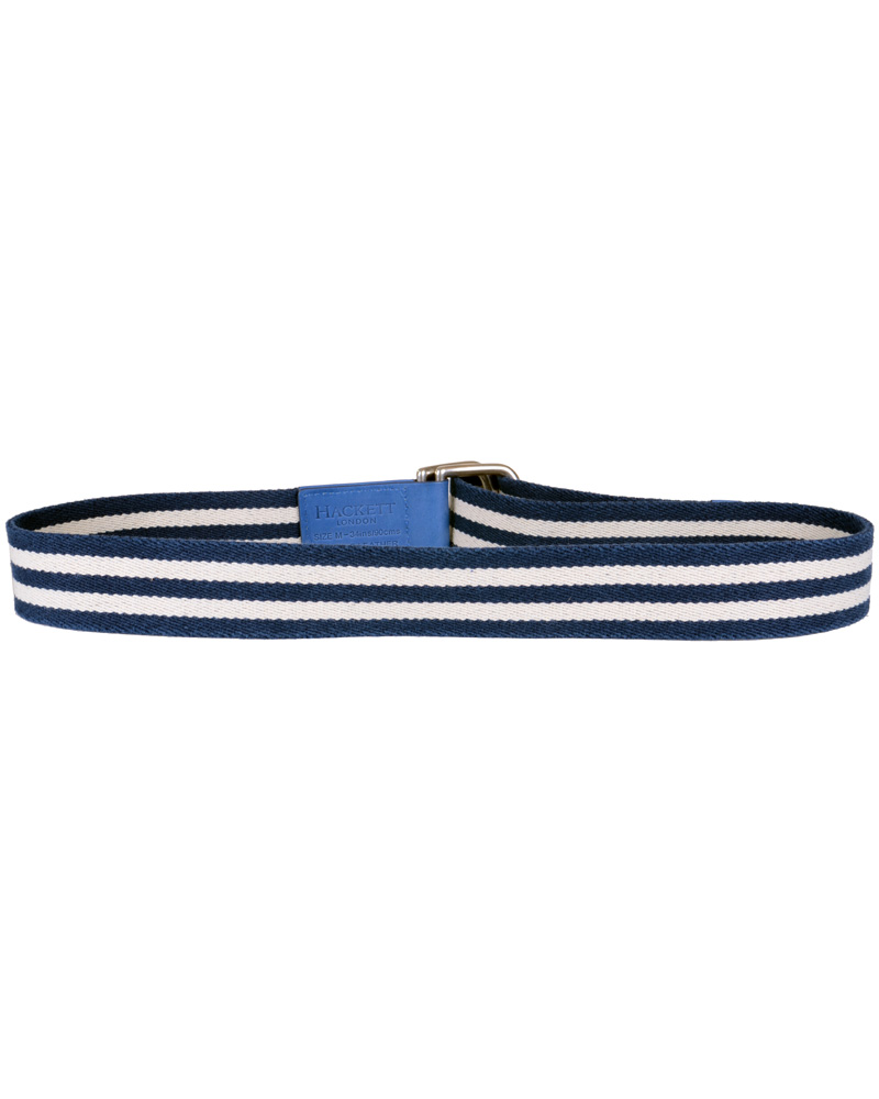 Hombres | Hackett Washed D-Ring Belt 4 cm Navy/Ivory | Hackett | Washed D-Ring Belt 4 cm Navy/Ivory