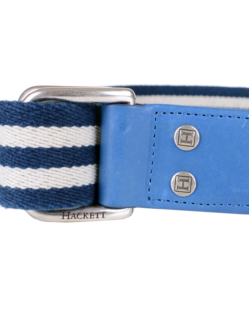 Hombres | Hackett Washed D-Ring Belt 4 cm Navy/Ivory | Hackett | Washed D-Ring Belt 4 cm Navy/Ivory