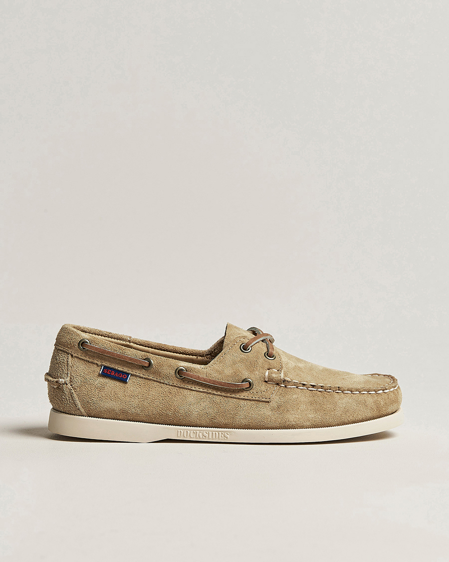 Hombres | Zapatos náuticos | Sebago | Docksides Suede Boat Shoe Beige Camel