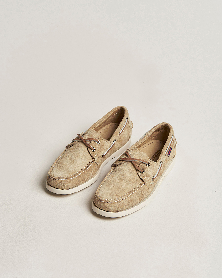 Hombres | Zapatos náuticos | Sebago | Docksides Suede Boat Shoe Beige Camel