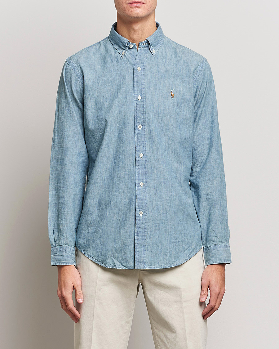 Men | Denim Shirts | Polo Ralph Lauren | Custom Fit Shirt Chambray Washed