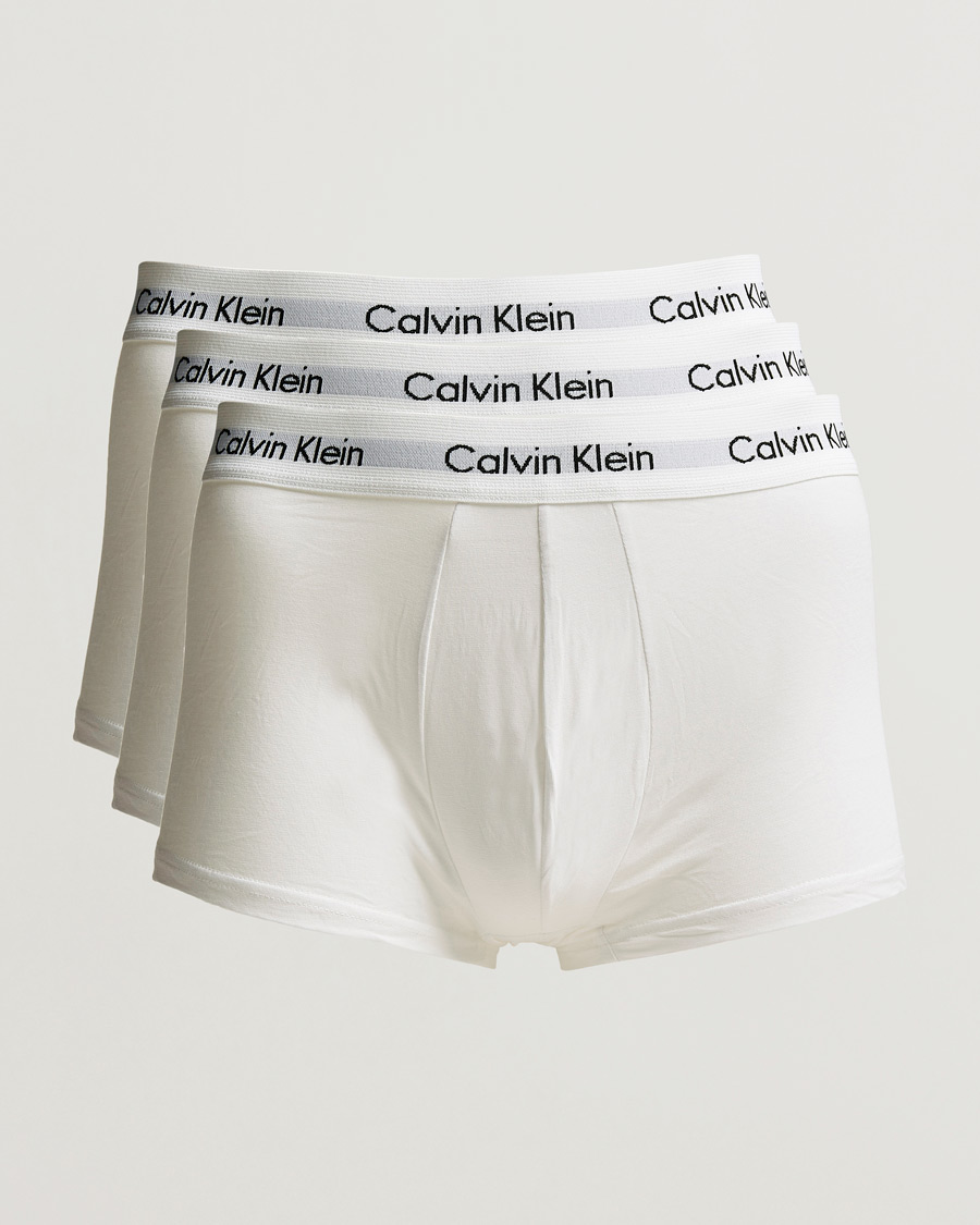 Hombres | Ropa interior y calcetines | Calvin Klein | Cotton Stretch Low Rise Trunk 3-pack White