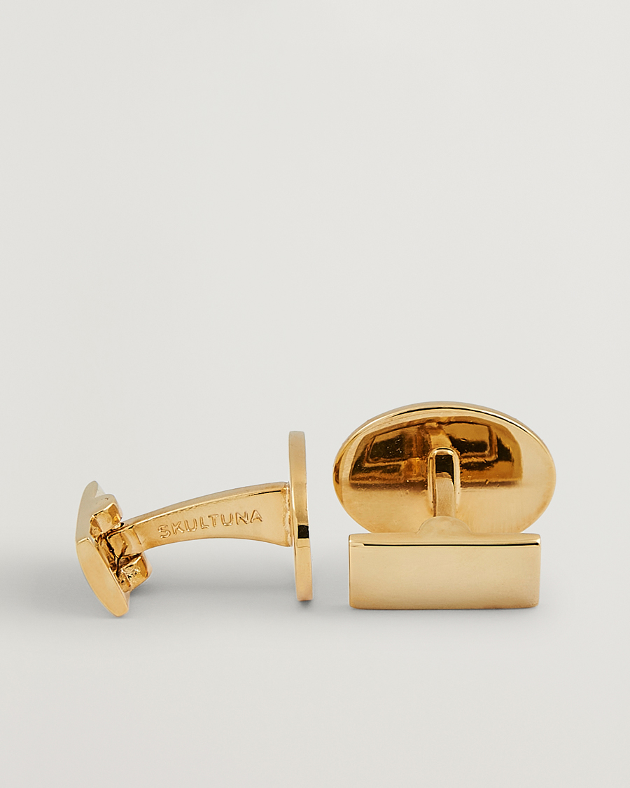 Hombres | Gemelos | Skultuna | Cuff Links Black Tie Collection Oval Gold