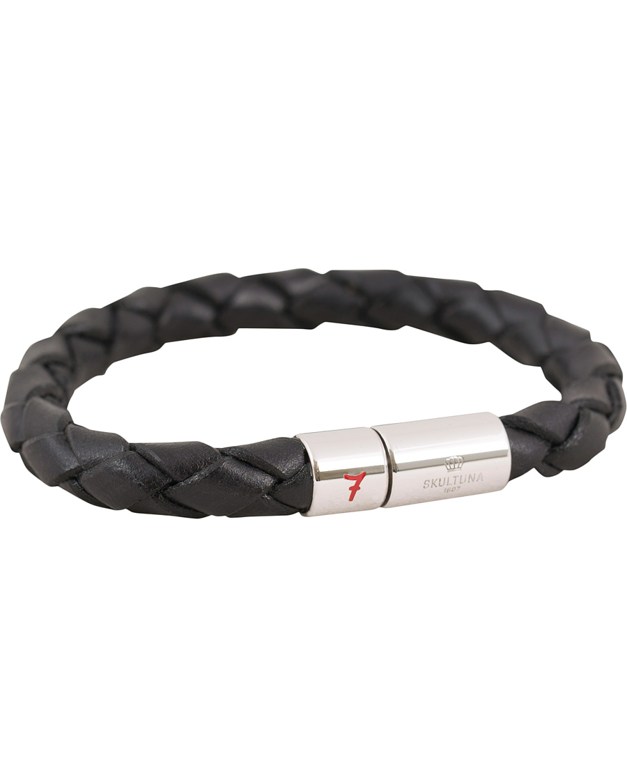 Hombres | Skultuna Leather Bracelet Plaited 7 by Lino Ieluzzi Black | Skultuna | Leather Bracelet Plaited 7 by Lino Ieluzzi Black