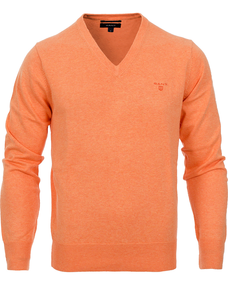 Hombres | Jerséis y prendas de punto | GANT | Light Weight Cotton V-Neck Pullover Carrot Melange