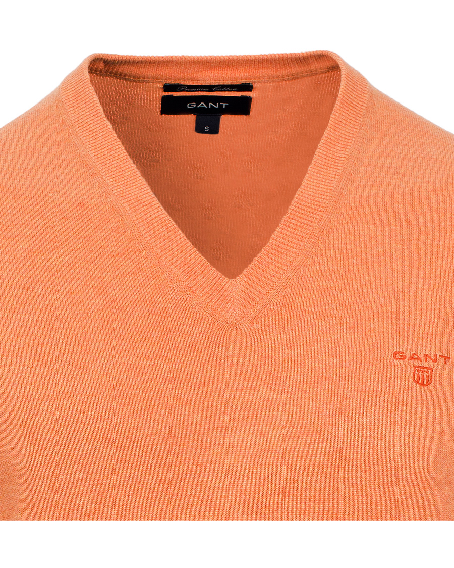 Hombres | Jerséis y prendas de punto | GANT | Light Weight Cotton V-Neck Pullover Carrot Melange