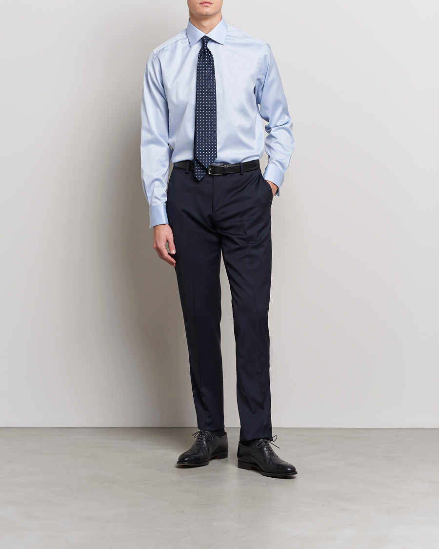 Hombres | Business & Beyond | Eton | Contemporary Fit Shirt Double Cuff Blue