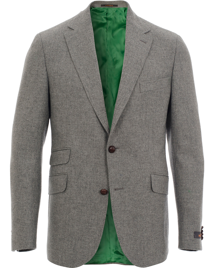 Hombres | Blazers | Morris | Brian Shetland Wool Diagonal Blazer Grey