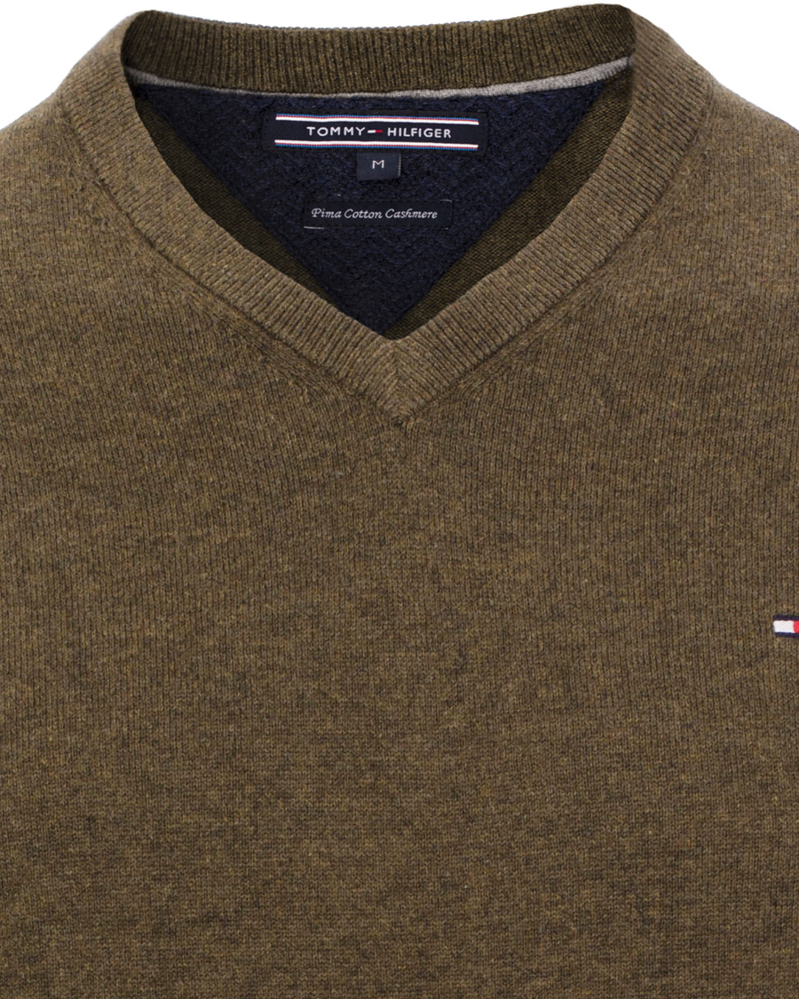Hombres | Jerséis y prendas de punto | Tommy Hilfiger | Pima Cotton Cashmere V-neck Pullover Beech Green