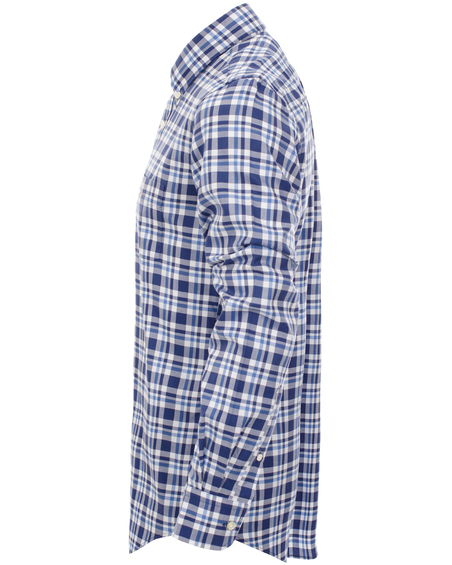 Hombres | Camisas | GANT | Classic Twill Check Regular Fit Shirt Bright Blue