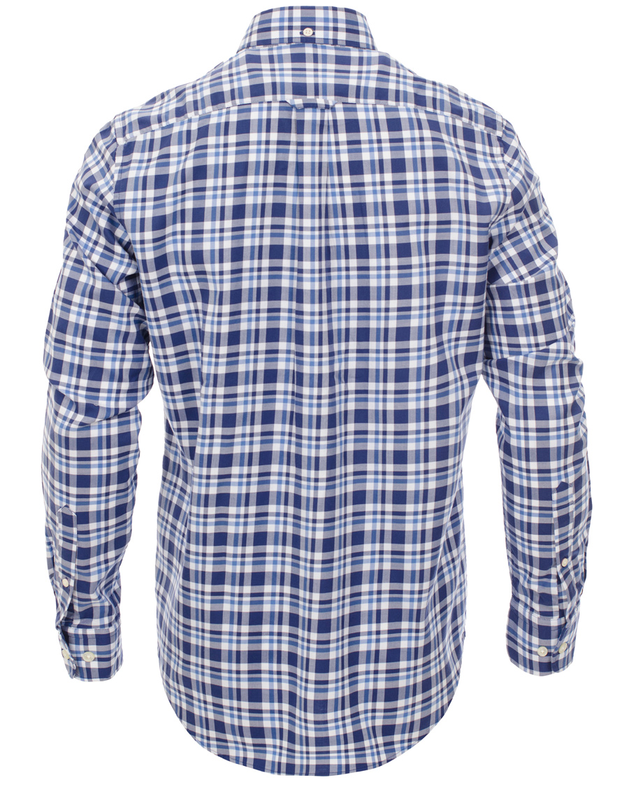 Hombres | Camisas | GANT | Classic Twill Check Regular Fit Shirt Bright Blue