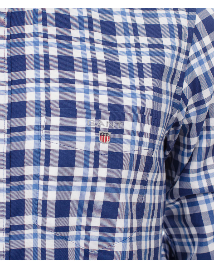 Hombres | Camisas | GANT | Classic Twill Check Regular Fit Shirt Bright Blue