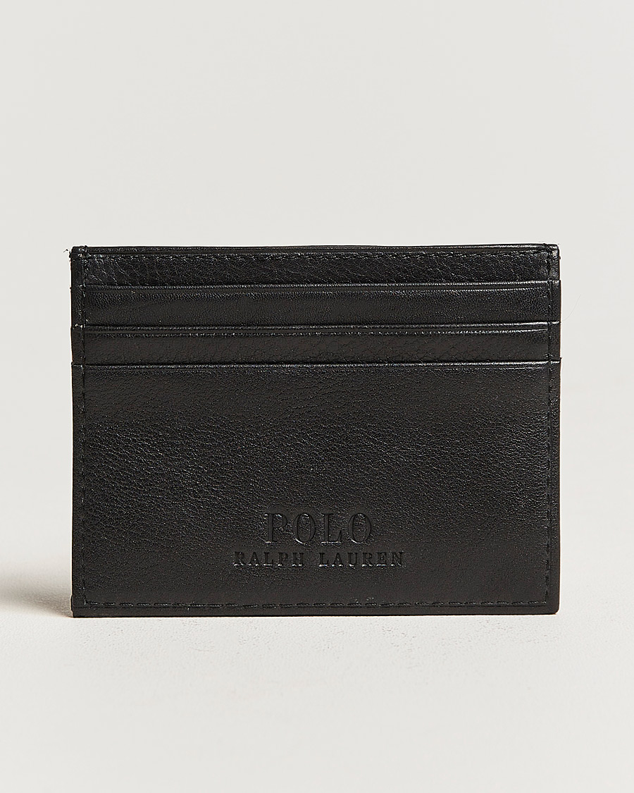 Hombres | Polo Ralph Lauren Pebble Leather Slim Card Case Black | Polo Ralph Lauren | Pebble Leather Slim Card Case Black