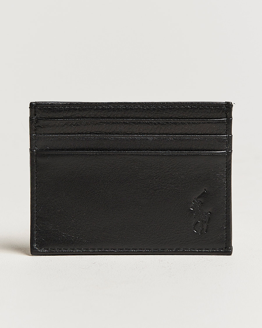 Hombres | Polo Ralph Lauren Pebble Leather Slim Card Case Black | Polo Ralph Lauren | Pebble Leather Slim Card Case Black