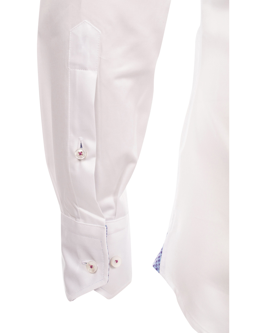 Hombres | Camisas | Stenströms | Slimline Pin Point Oxford Contrast Shirt White Dot