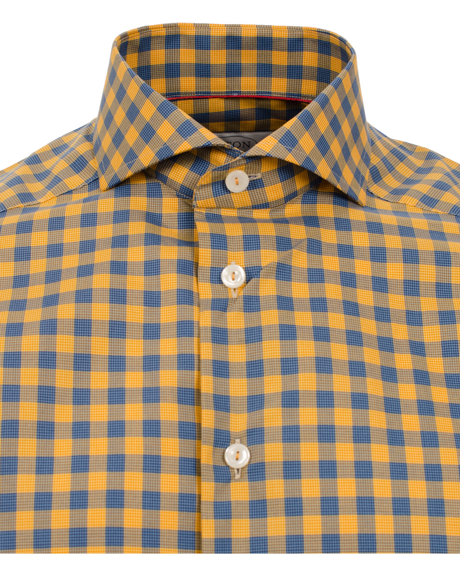 Hombres | Camisas | Eton | Slim Fit Shirt Red Ribbon Check Mustard Yellow