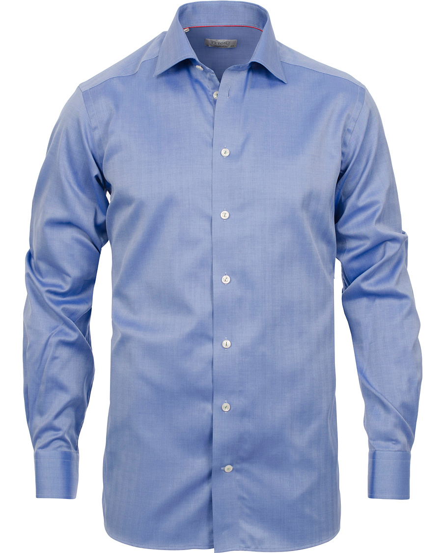 Hombres | Camisas | Eton | Contemporary Fit Shirt Red Ribbon Herringbone Blue