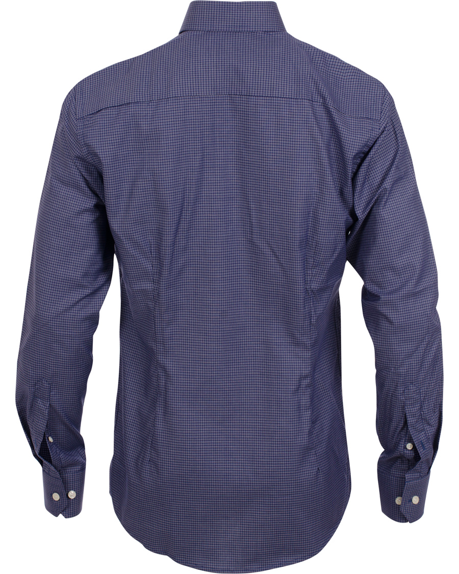 Hombres | Camisas | Eton | Slim Fit Shirt Red Ribbon Micro Check Dark Blue