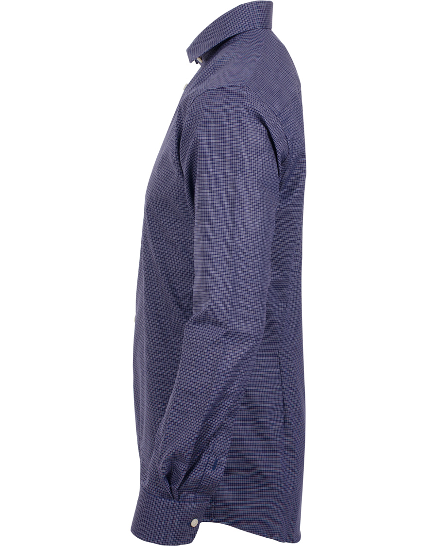 Hombres | Camisas | Eton | Slim Fit Shirt Red Ribbon Micro Check Dark Blue