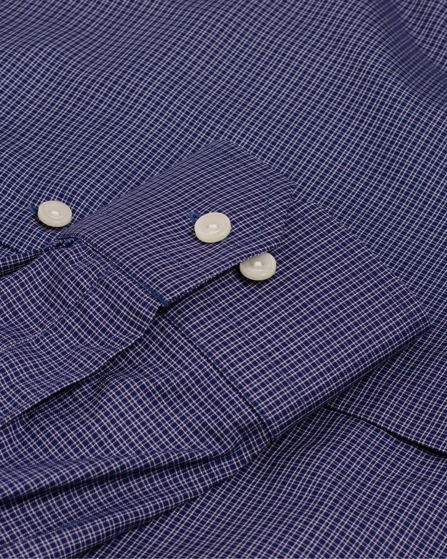 Hombres | Camisas | Eton | Slim Fit Shirt Red Ribbon Micro Check Dark Blue