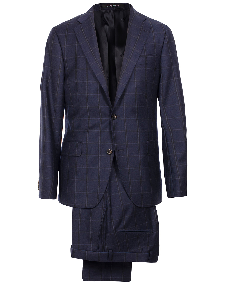 Hombres | Trajes | Oscar Jacobson | Edmund Window Pane Suit Navy