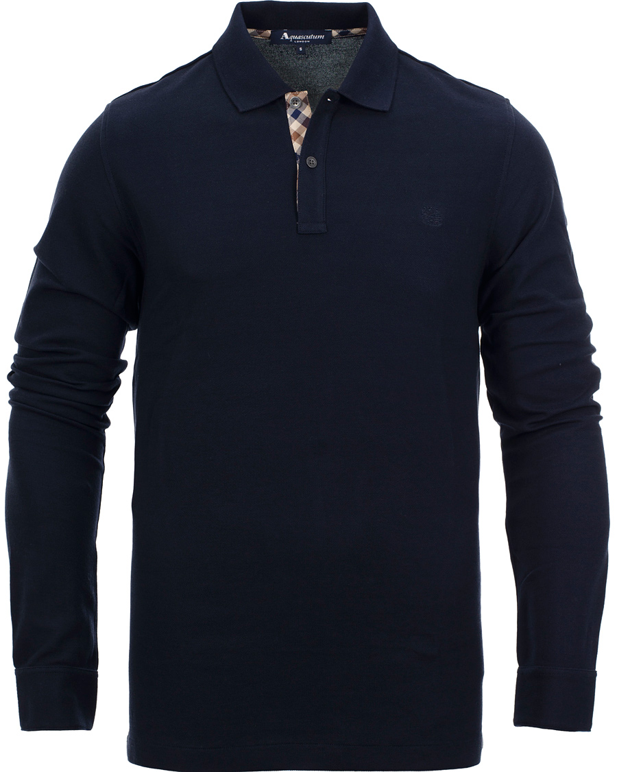 Hombres | Jerséis y prendas de punto | Aquascutum | Long Sleeve Polo Navy