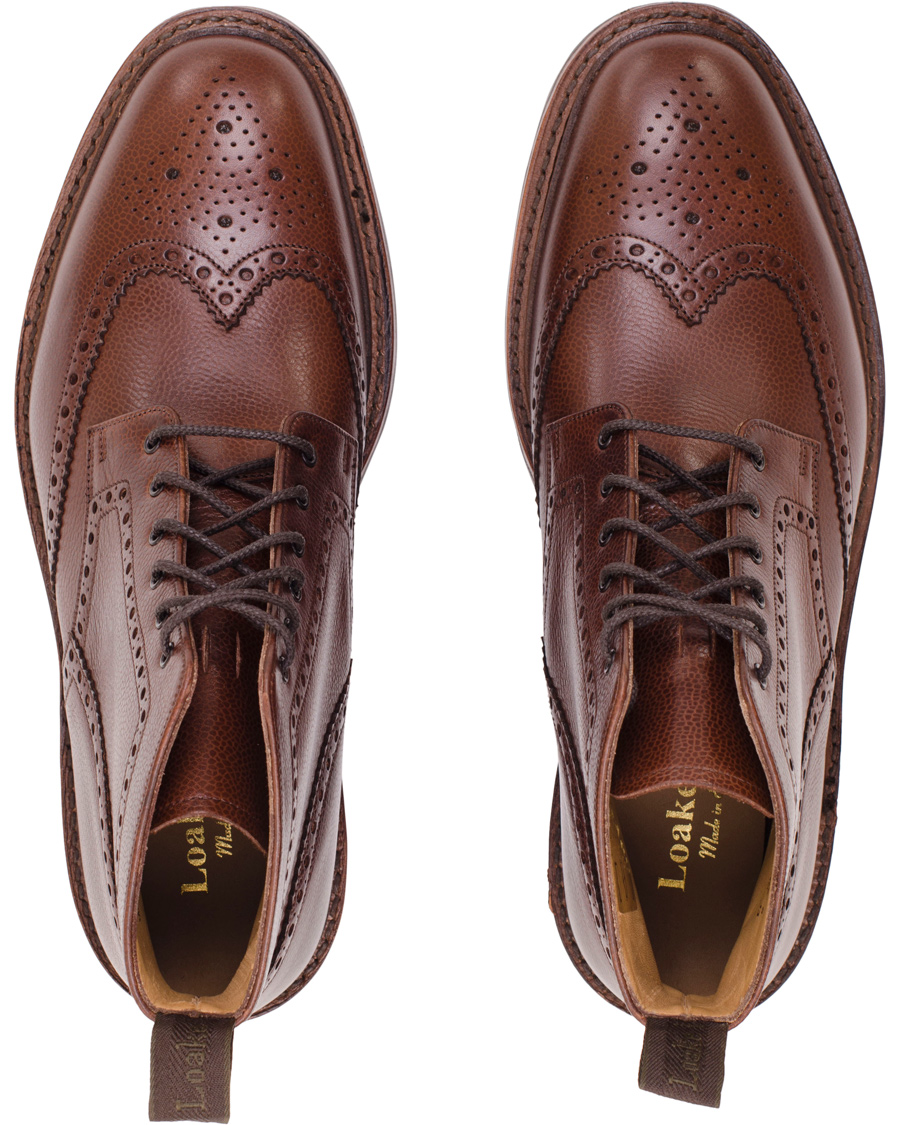 Hombres | Loake 1880 Fairdford Brogue Boot Dark Brown Grain Calf | Loake 1880 | Fairdford Brogue Boot Dark Brown Grain Calf