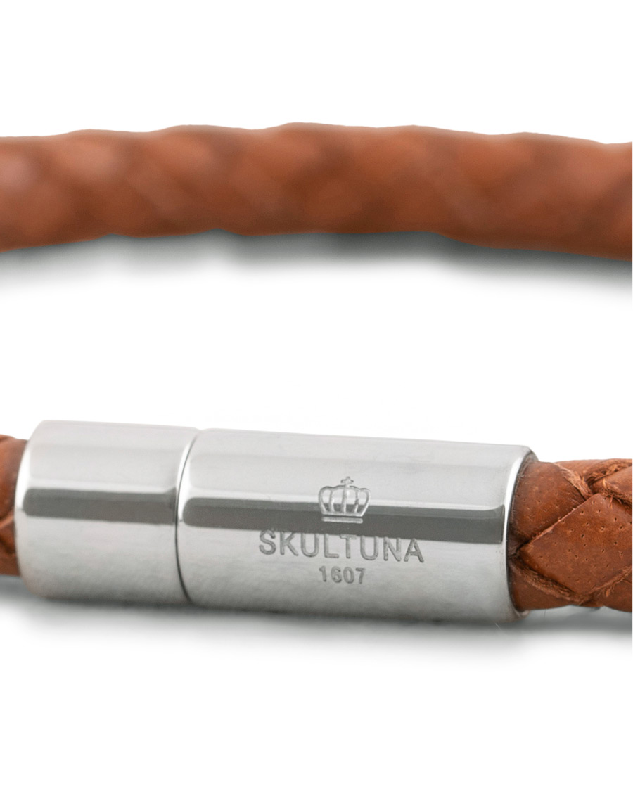 Hombres | Skultuna One Row Leather Bracelet Brown Steel | Skultuna | One Row Leather Bracelet Brown Steel