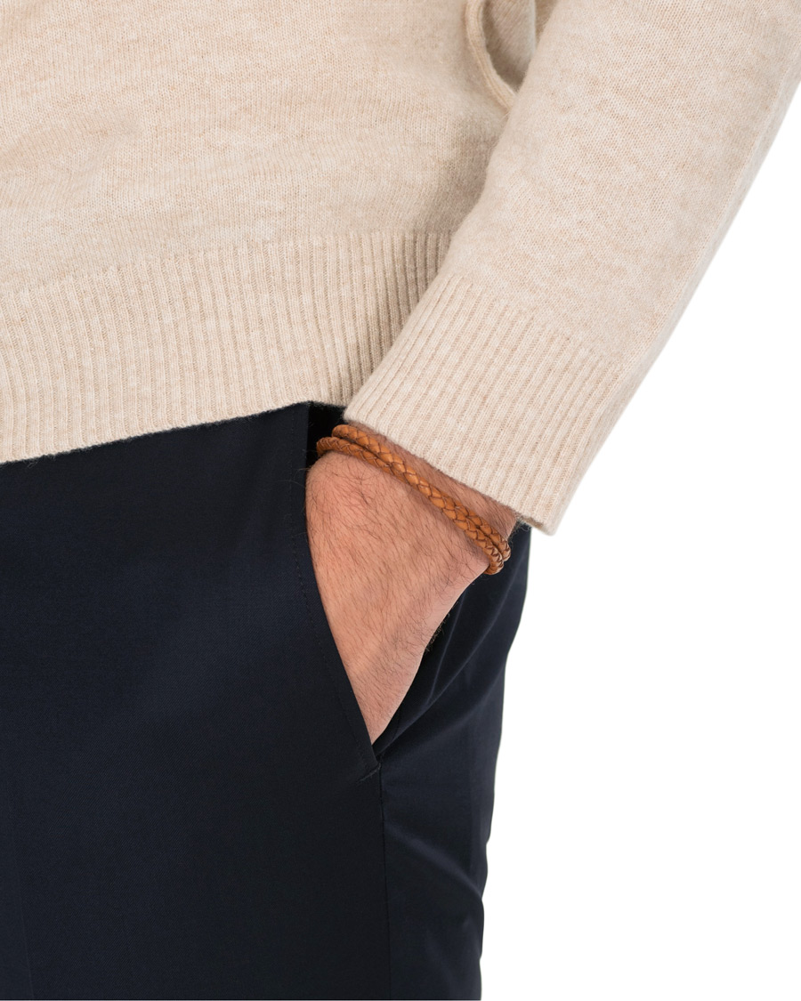 Hombres | Skultuna Two Row Leather Bracelet Brown Steel | Skultuna | Two Row Leather Bracelet Brown Steel