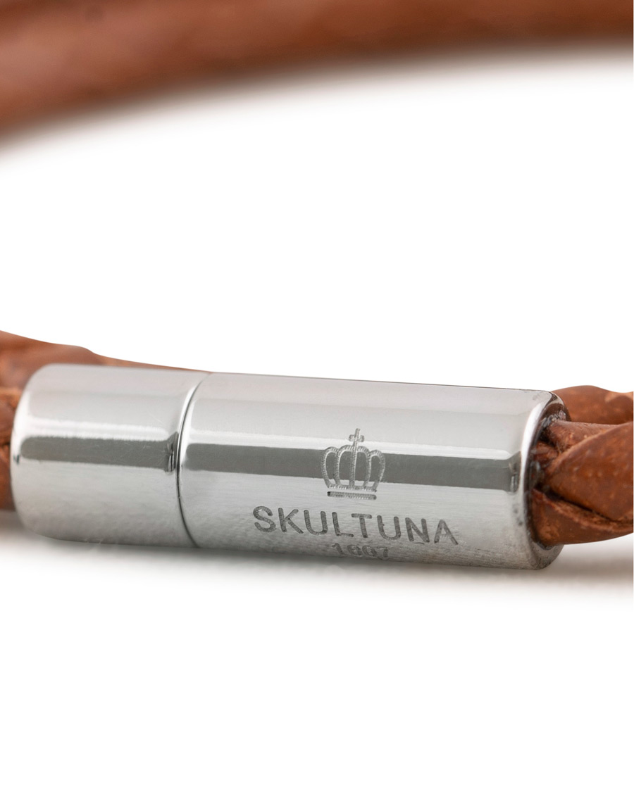 Hombres | Skultuna Two Row Leather Bracelet Brown Steel | Skultuna | Two Row Leather Bracelet Brown Steel