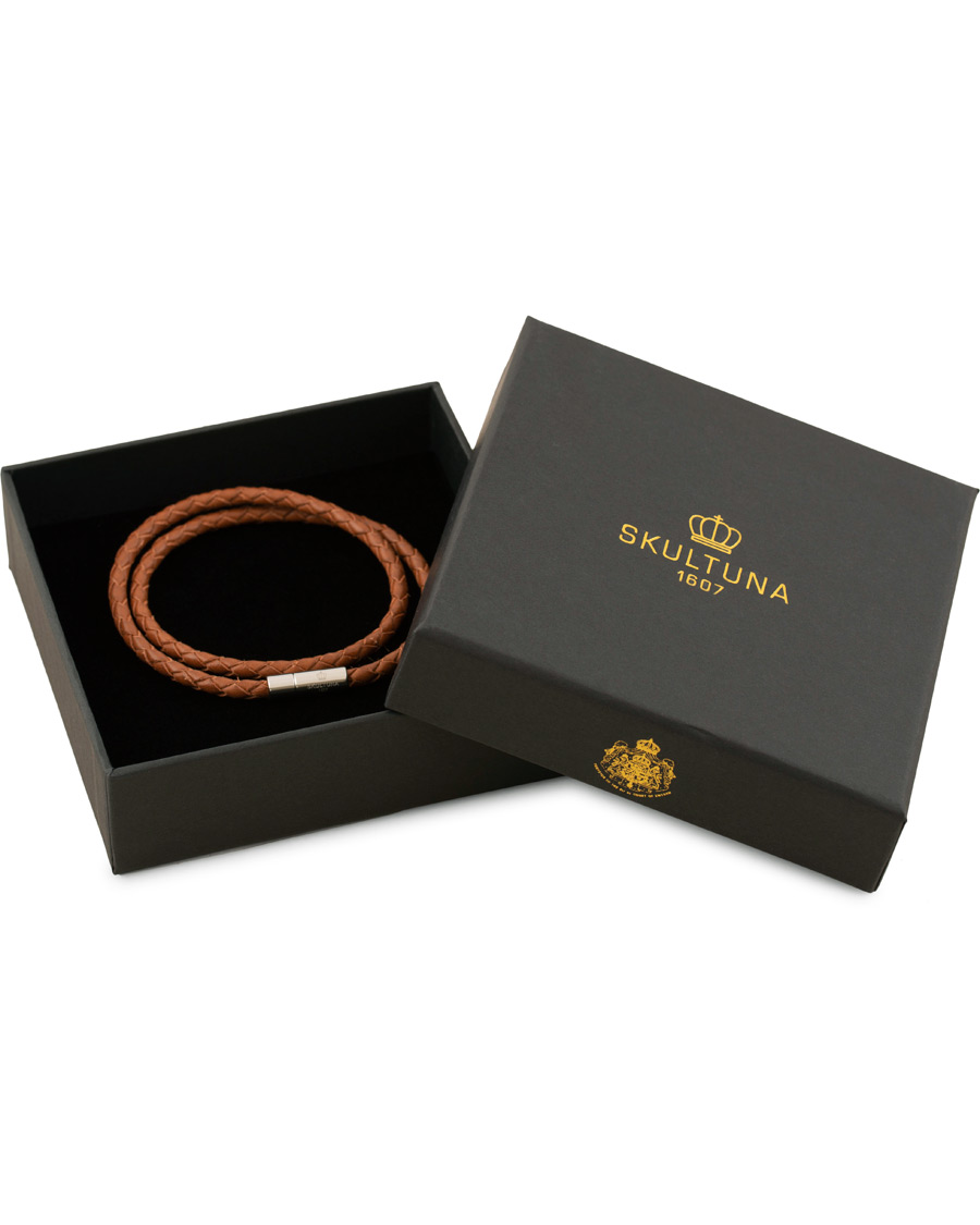 Hombres | Skultuna Two Row Leather Bracelet Brown Steel | Skultuna | Two Row Leather Bracelet Brown Steel
