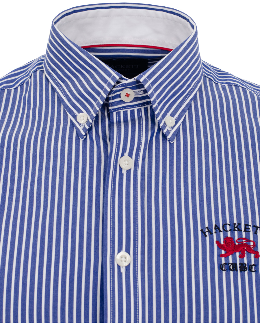 Hombres | Camisas | Hackett | Wide Stripe Emblem Shirt Tailored Fit Blue/White