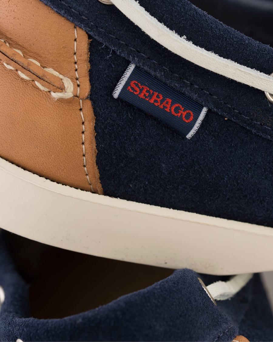Hombres | Sebago Spinnaker Navy Suede/Tan Leather | Sebago | Spinnaker Navy Suede/Tan Leather